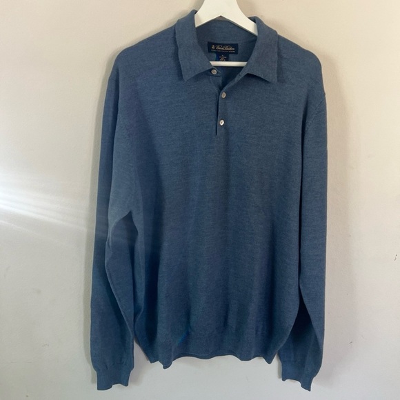 Brooks Brothers Blue Crewneck Sweater merino wool 312 - Picture 1 of 10